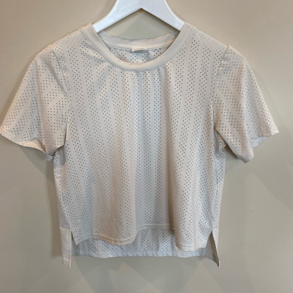 ZYIA Shirt Womens Small White Vertical Chill Tee Short Sleeve Ventilated Active - Picture 1 of 6